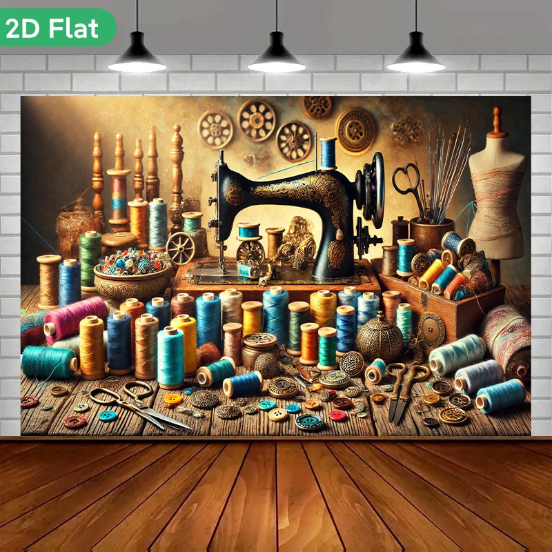 Sewing Textile Art - Винтажный ретро-настенный гобелен для швейной мастерской,